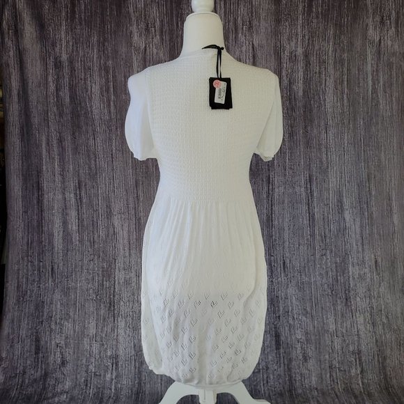 Twin Set Simona Barbieri Italy White Top Sweater Dress Button Up NWT Size Small - Picture 4 of 5